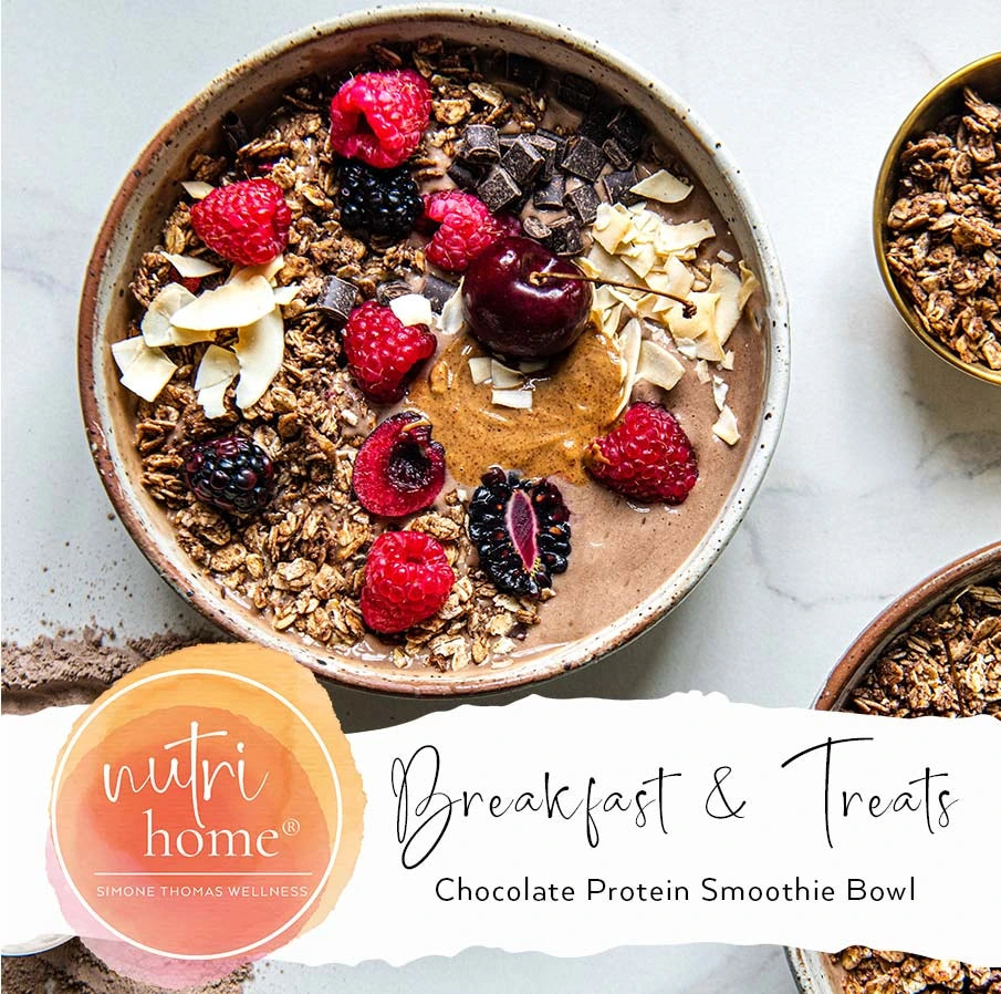 simone thomas wellness chocolate protein smoothie bowl