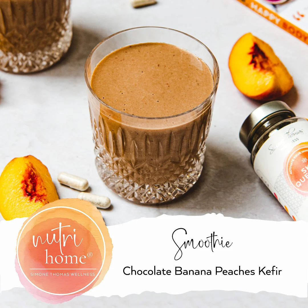 Chocolate, Banana & Peaches Kefir Smoothie