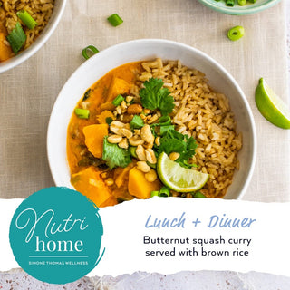 Simone Thomas Wellness Butternut Squash Curry Served With Brown Rice Nutrihome Recipe