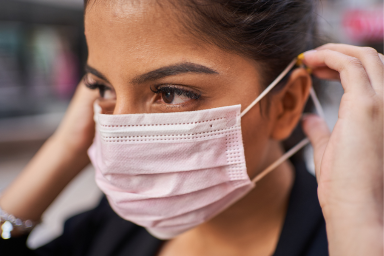 lady wearing a covid mask